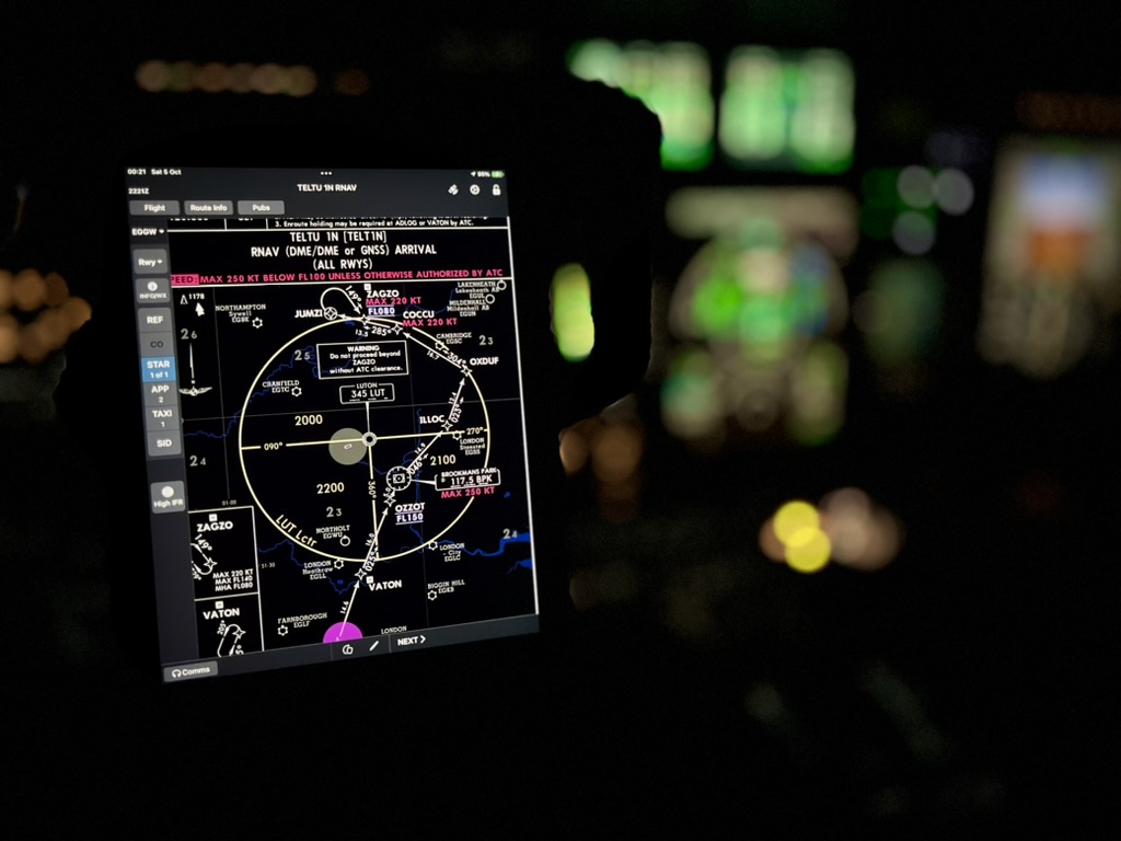Approach chart in cockpit